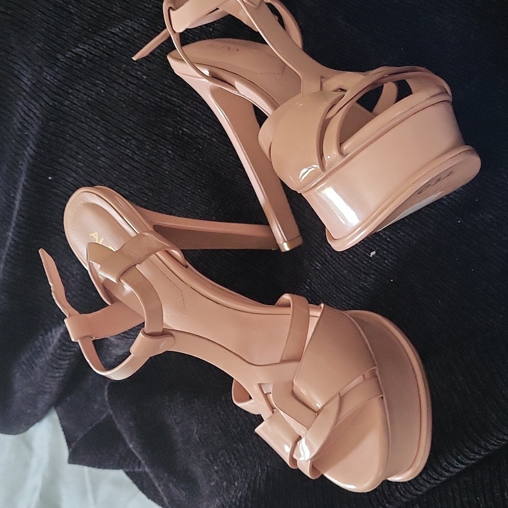 Pale Pink Platform Ankle Strap Heels